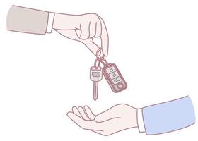 The Process of Key Transfer between Two Hands in a Transactional Scenario or Agreement vector