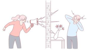 Communication Breakdown Experiencing Loud Arguments and Disturbance in Noisy Environments vector