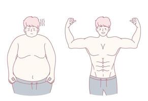 Embarking on a Transformation Journey Witness the dramatic changes Before and After Fitness vector