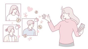 Engaging and meaningful interactions on social media to foster connections with others vector