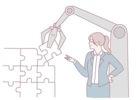 Robotic Automation and the Essential Role of Business Collaboration in Industry Progress vector