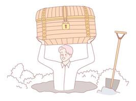Treasure Discovery A Thrilling Journey of Unearthing a Hidden Chest Filled with Wonders vector