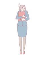 A Nervous Businesswoman Embracing Important Documents While Facing Work Challenges Ahead vector