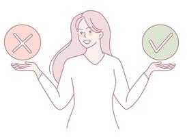 The Process of Decision Making Weighing the Options with Affirmative and Negative Choices vector