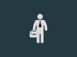 a white silhouette of a man wearing a tie and holding a briefcase in his left hand vector