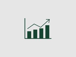 a dark green bar graph illustrating an upward progression vector
