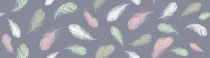 Pattern of bird feathers. Hand drawn sketch style. vector
