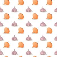 vec onion and garlic seamless vector