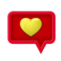 3D icon red speech bubble with heart vector
