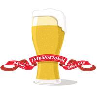 Glass of beer isolated on white with ribbon vector