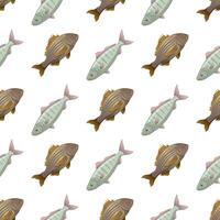 Fish crucian carp seamless pattern, side view vector