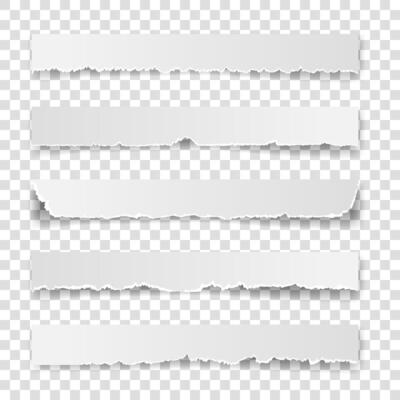 Set of five torn white note