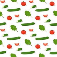 pattern with tomato, cucumber and aragula vector