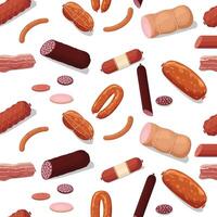 flat meat and sausages icons pattern vector