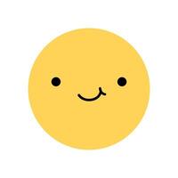 Yellow smile icon with happy facial expression. Character with cheerful, joyful mood isolated on a white background. flat illustration. Perfect for social media, stickers. vector