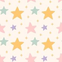 Cute simple seamless pattern with stars in pastel colors. hand-drawn flat illustration. Perfect for print, wrapping paper, wallpaper, fabric, textile. Childish design. vector