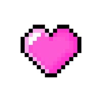 Cute pixel heart icon isolated on a white background. illustration in 8-bit retro style. Perfect for stickers, logo, various designs. vector