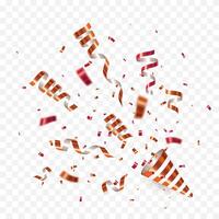 Exploding party popper with confetti and ribbon. Celebration carnival shiny glitter, luxury greeting card. illustration vector