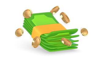 3d dollar and coin in cartoon style. Business and finance object for banner design. illustration vector