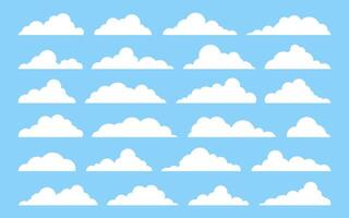 Cloud. white cloudy set isolated on blue background. vector