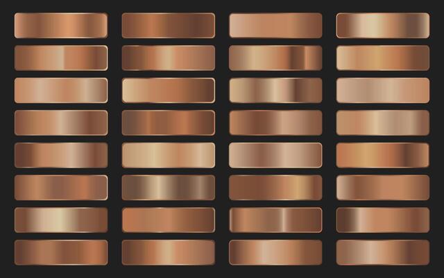 Collection bronze metallic gradient. Brilliant plates with bronze effect. illustration