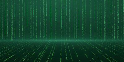 falling digits. Digital data technology concept. Green futuristic cyberspace. illustration vector