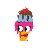 3 flavor Ice cream cone Concept Sticker. Eps 10 file vector
