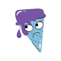 Sad Ice cream cone Concept Sticker. Eps 10 file vector