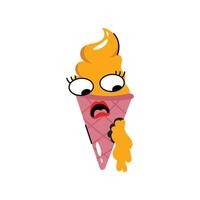 Leaking Ice cream cone Concept Sticker. Eps 10 file vector