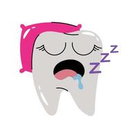 Sleeping tooth Sticker. Eps 10 file vector