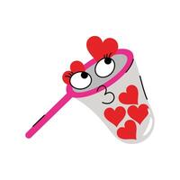 Net catching heart Sticker. eps 10 file vector
