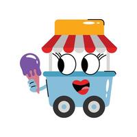 Ice cream cart Concept Sticker. Eps 10 file vector