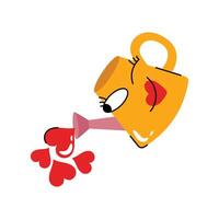 Heart Watering can Sticker. eps 10 file vector