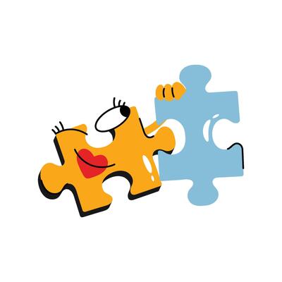 Puzzels Concept Sticker. Eps 10 file
