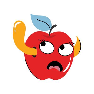 Shocked Apple Sticker. Eps 10 file