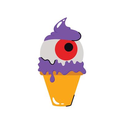 Eye Ice cream cone Concept Sticker. Eps 10 file