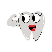 Strong tooth Sticker. Eps 10 file vector