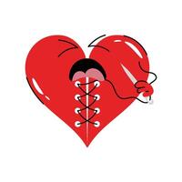 Stitched heart Sticker. eps 10 file vector