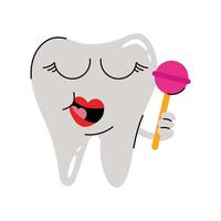 Lollipop Tooth Sticker. Eps 10 file vector