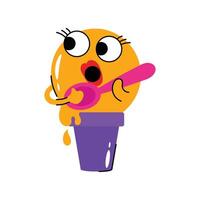 Spoon Ice cream Cone Concept Sticker. Eps 10 file vector