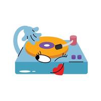 Vinyl record player Colored Sticker. Eps 10 file vector