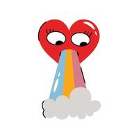 Rainbow heart Sticker. eps 10 file vector