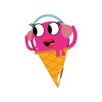 HadphoneIce cream cone Concept Sticker. Eps 10 file vector