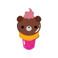 Teddy Ice cream cone Concept Sticker. Eps 10 file vector