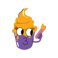 2 Color Ice cream cup Concept Sticker. Eps 10 file vector