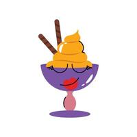 Chocolate Sticks Ice cream cup Concept Sticker. Eps 10 file vector