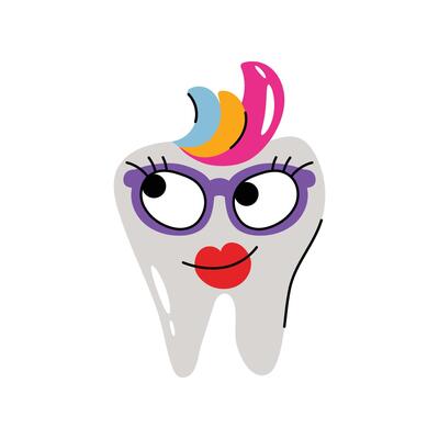 Lovely Tooth Sticker. Eps 10 file