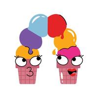 Multi Colors Ice cream cones Concept Sticker. Eps 10 file vector