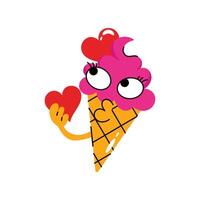 Heart Ice cream cone Sticker. eps 10 file vector