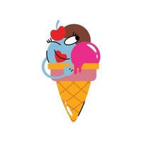 Ice cream cone Concept Concept Sticker. Eps 10 file vector
